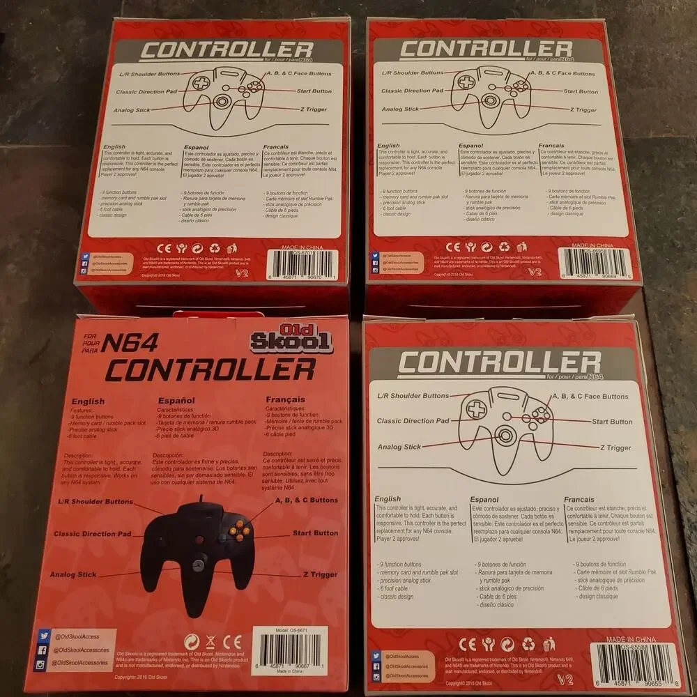 4 N64 Controllers - 4 Colors Bundle (NEW) - Nintendo64 - Old Skool